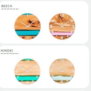 Wooden Wall Clock – Beech & Hinoki Collection